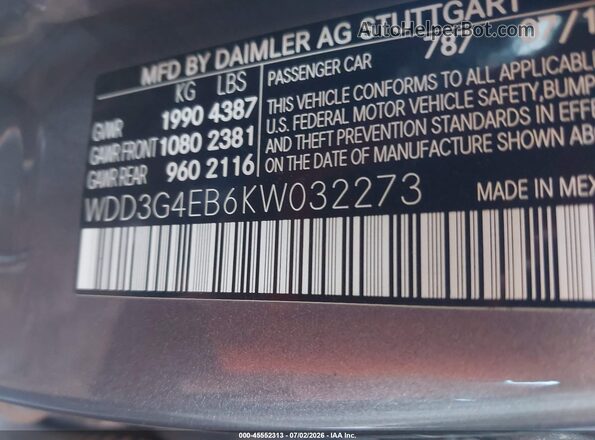 WDD3G4EB6KW032273 2019 MERCEDES-BENZ A 220 Gray Շարժիչի բաժամունքի տեսք