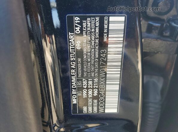 WDD3G4EBXKW017243 2019 MERCEDES-BENZ A Black Engine compartment view