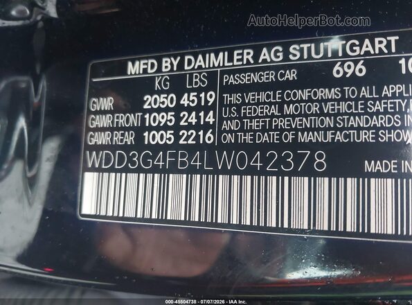 WDD3G4FB4LW042378 2020 MERCEDES-BENZ A 220 Black Вид підкапотного простору