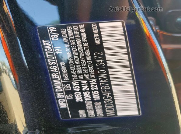 WDD3G4FB7KW013472 2019 MERCEDES-BENZ A Black Շարժիչի բաժամունքի տեսք
