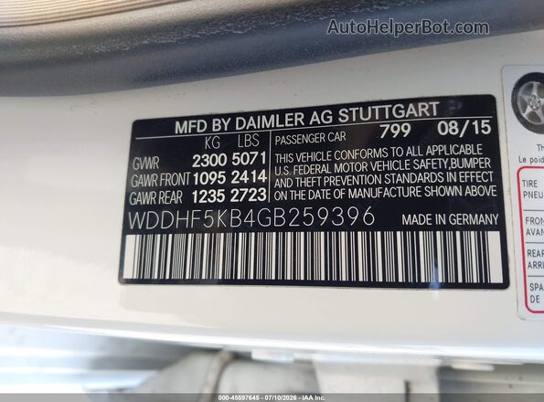 WDDHF5KB4GB259396 2016 MERCEDES-BENZ E-CLASS White Widok komory silnika
