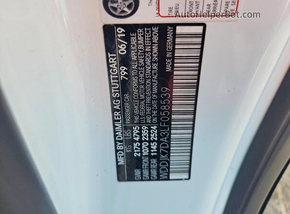 WDDJK7DA3LF058539 2020 MERCEDES-BENZ SL White ძრავის განყოფილების ხედი