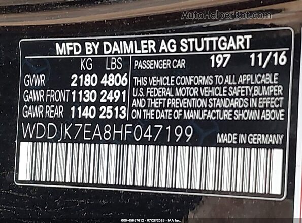WDDJK7EA8HF047199 2017 MERCEDES-BENZ AMG SL 63 Black Շարժիչի բաժամունքի տեսք
