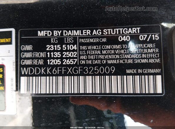 WDDKK6FFXGF325009 2016 MERCEDES-BENZ E-CLASS Black Widok komory silnika