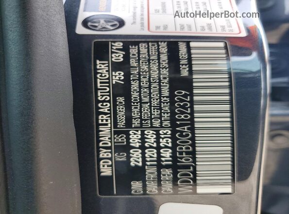 WDDLJ6FB0GA182329 2016 MERCEDES-BENZ CLS-CLASS Gray Vista de la etiqueta del VIN