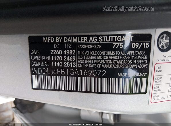 WDDLJ6FB1GA169072 2016 MERCEDES-BENZ CLS-CLASS Silver Շարժիչի բաժամունքի տեսք