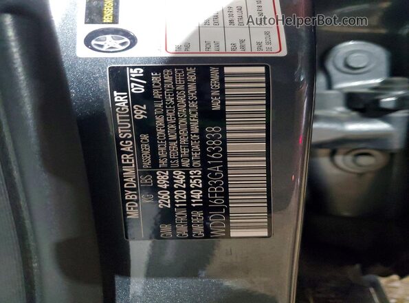 WDDLJ6FB3GA163838 2016 MERCEDES-BENZ CLS-CLASS Gray Vista de la etiqueta del VIN