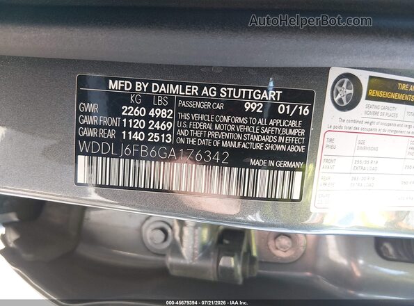 WDDLJ6FB6GA176342 2016 MERCEDES-BENZ CLS-CLASS Gray Vista del compartimento del motor