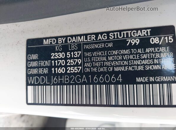 WDDLJ6HB2GA166064 2016 MERCEDES-BENZ CLS-CLASS White Вид підкапотного простору