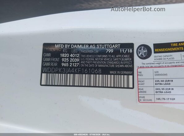 WDDPK3JA4KF161068 2019 MERCEDES-BENZ SLC 300 White Շարժիչի բաժամունքի տեսք