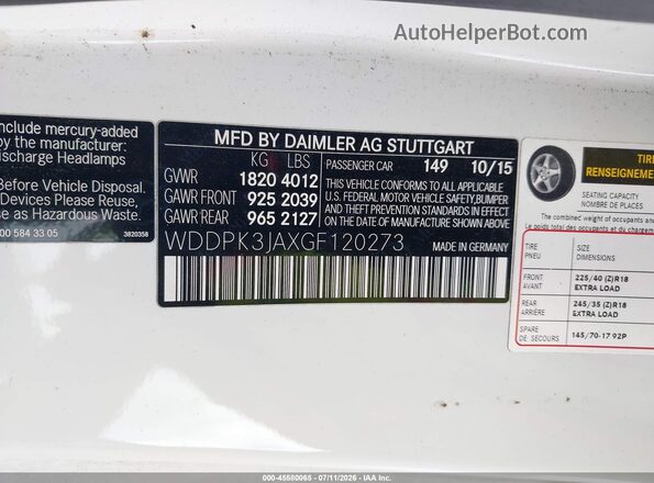 WDDPK3JAXGF120273 2016 MERCEDES-BENZ SLK 300 White Vista del compartimento del motor