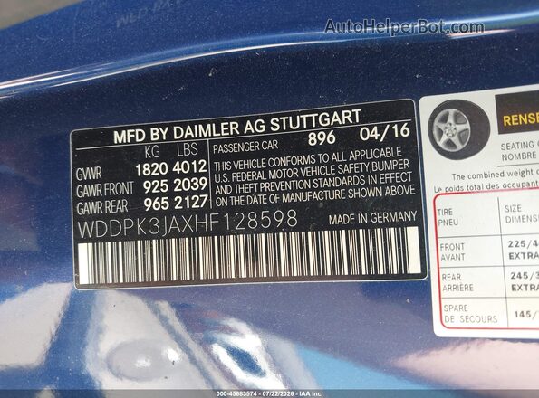 WDDPK3JAXHF128598 2017 MERCEDES-BENZ SLC 300 Синий Вид подкапотного пространства