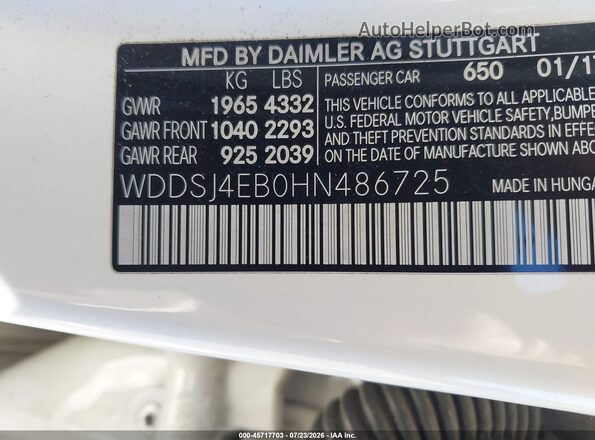 WDDSJ4EB0HN486725 2017 MERCEDES-BENZ CLA 250 White ძრავის განყოფილების ხედი