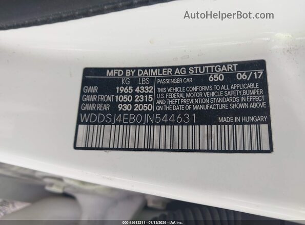 WDDSJ4EB0JN544631 2018 MERCEDES-BENZ CLA 250 Beige Widok komory silnika