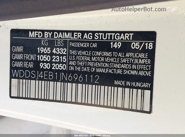 WDDSJ4EB1JN696112 2018 MERCEDES-BENZ CLA 250 White Engine compartment view