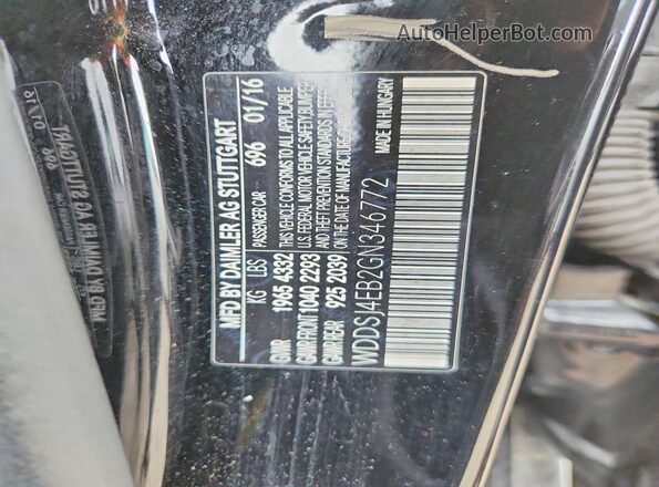 WDDSJ4EB2GN346772 2016 MERCEDES-BENZ CLA-CLASS Black Vista de la etiqueta del VIN