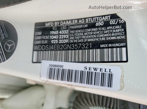 WDDSJ4EB2GN357321 2016 MERCEDES-BENZ CLA-CLASS White Engine compartment view