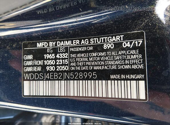 WDDSJ4EB2JN528995 2018 MERCEDES-BENZ CLA 250 Blue Շարժիչի բաժամունքի տեսք