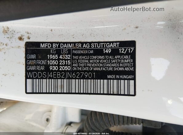 WDDSJ4EB2JN627901 2018 MERCEDES-BENZ CLA 250 White ძრავის განყოფილების ხედი