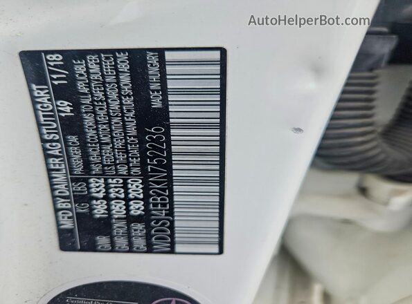 WDDSJ4EB2KN752236 2019 MERCEDES-BENZ CLA-CLASS White Շարժիչի բաժամունքի տեսք