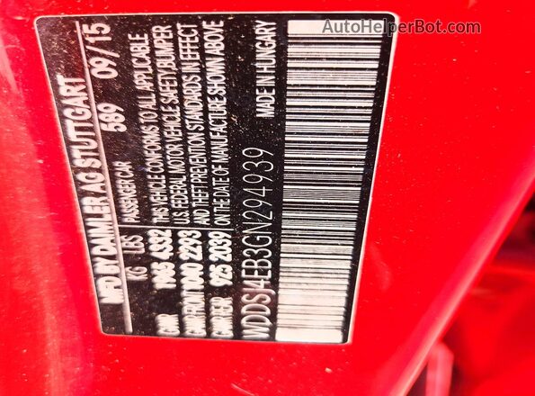 WDDSJ4EB3GN294939 2016 MERCEDES-BENZ CLA-CLASS Red ძრავის განყოფილების ხედი