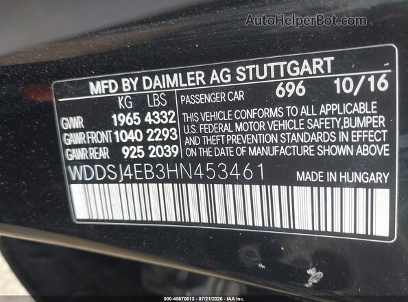 WDDSJ4EB3HN453461 2017 MERCEDES-BENZ CLA 250 Black Շարժիչի բաժամունքի տեսք