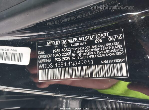 WDDSJ4EB4HN399961 2017 MERCEDES-BENZ CLA 250 Black Widok komory silnika