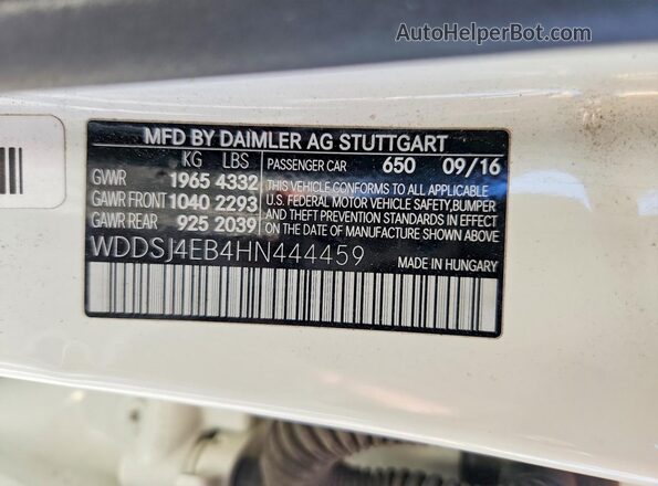 WDDSJ4EB4HN444459 2017 MERCEDES-BENZ CLA-CLASS White Вид підкапотного простору