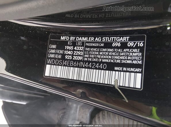 WDDSJ4EB6HN442440 2017 MERCEDES-BENZ CLA 250 Black Շարժիչի բաժամունքի տեսք