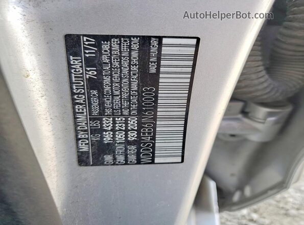 WDDSJ4EB6JN610003 2018 MERCEDES-BENZ CLA-CLASS Silver VIN կոդի պիտակի տեսք
