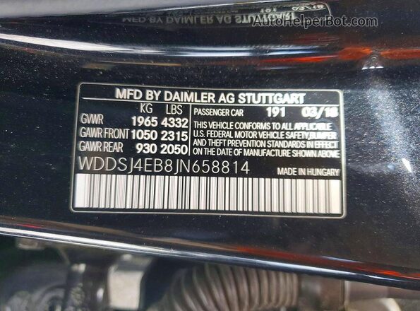 WDDSJ4EB8JN658814 2018 MERCEDES-BENZ CLA-CLASS Black Vista del compartimento del motor