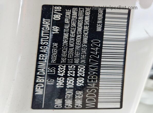 WDDSJ4EB9KN724420 2019 MERCEDES-BENZ CLA-CLASS White Շարժիչի բաժամունքի տեսք