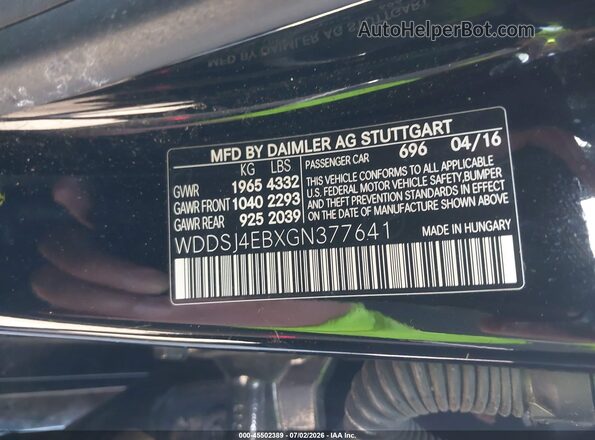 WDDSJ4EBXGN377641 2016 MERCEDES-BENZ CLA 250 Black Vista del compartimento del motor