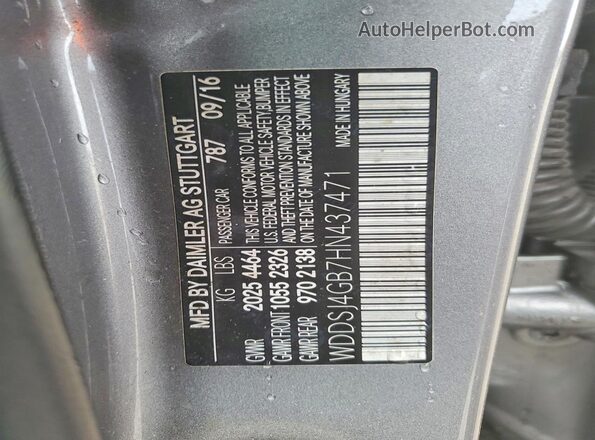 WDDSJ4GB7HN437471 2017 MERCEDES-BENZ CLA-CLASS Gray Շարժիչի բաժամունքի տեսք