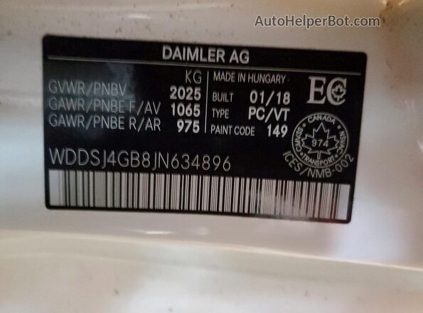 WDDSJ4GB8JN634896 2018 MERCEDES-BENZ CLA-CLASS White Вид підкапотного простору