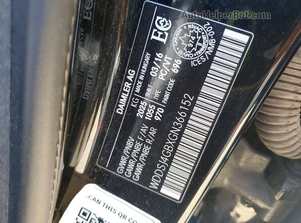 WDDSJ4GBXGN366152 2016 MERCEDES-BENZ CLA-CLASS Black Вид наклейки з VIN-кодом