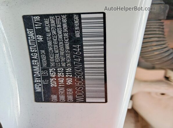 WDDSJ5CB2KN747644 2019 MERCEDES-BENZ CLA-CLASS White Շարժիչի բաժամունքի տեսք