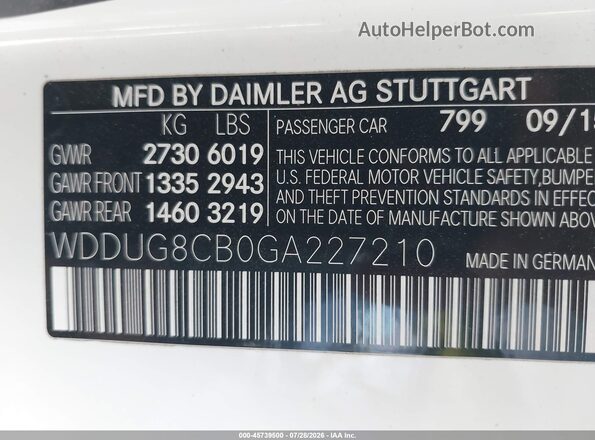 WDDUG8CB0GA227210 2016 MERCEDES-BENZ S-CLASS White Շարժիչի բաժամունքի տեսք