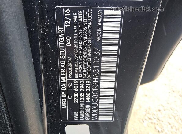 WDDUG8CB3HA313337 2017 MERCEDES-BENZ S Черный Вид подкапотного пространства