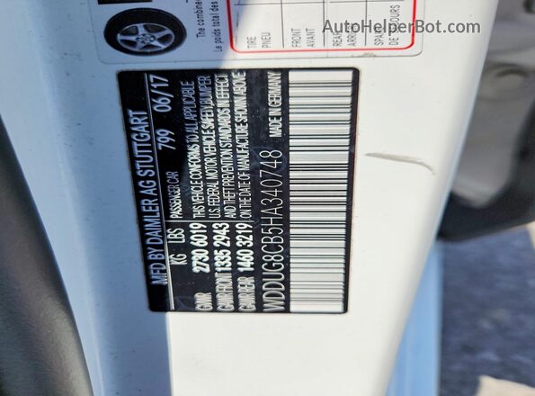WDDUG8CB5HA340748 2017 MERCEDES-BENZ S White VIN կոդի պիտակի տեսք