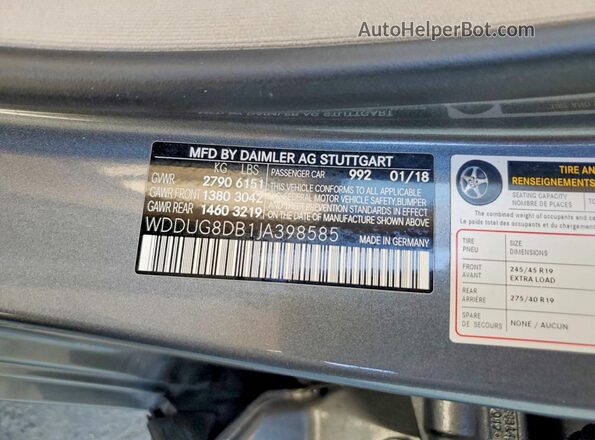 WDDUG8DB1JA398585 2018 MERCEDES-BENZ S Charcoal Vista del compartimento del motor