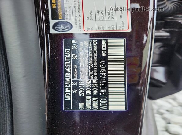 WDDUG8DB5KA480370 2019 MERCEDES-BENZ S Black Widok komory silnika
