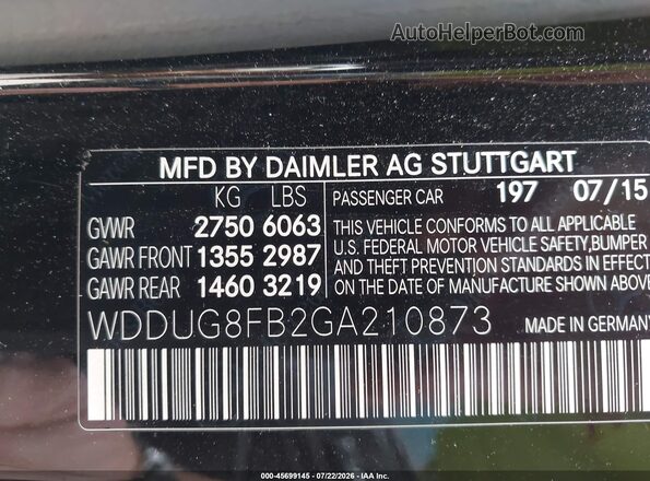 WDDUG8FB2GA210873 2016 MERCEDES-BENZ S-CLASS Black Engine compartment view