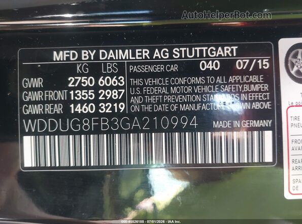 WDDUG8FB3GA210994 2016 MERCEDES-BENZ S-CLASS Черный Вид подкапотного пространства