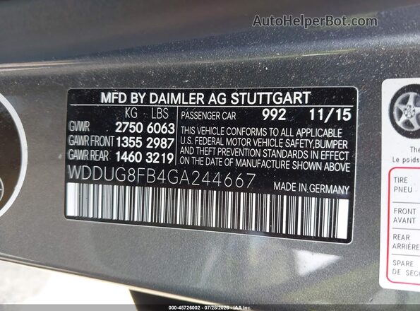 WDDUG8FB4GA244667 2016 MERCEDES-BENZ S-CLASS Gray Շարժիչի բաժամունքի տեսք