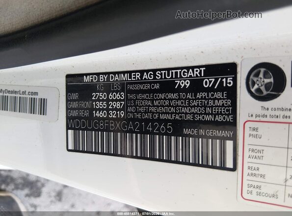 WDDUG8FBXGA214265 2016 MERCEDES-BENZ S-CLASS Белый Вид подкапотного пространства