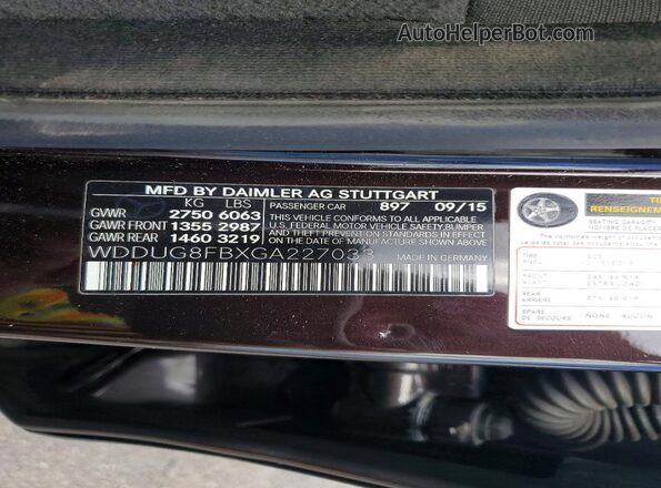 WDDUG8FBXGA227033 2016 MERCEDES-BENZ S Black Widok komory silnika