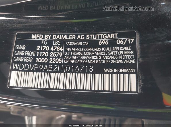 WDDVP9AB2HJ016718 2017 MERCEDES-BENZ B 250E Black Engine compartment view