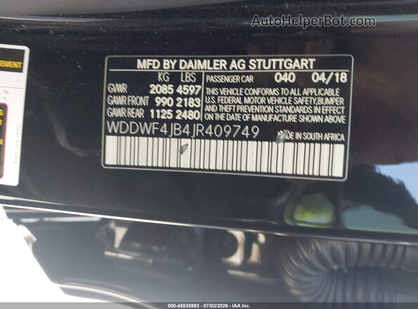 WDDWF4JB4JR409749 2018 MERCEDES-BENZ C-CLASS Black ძრავის განყოფილების ხედი