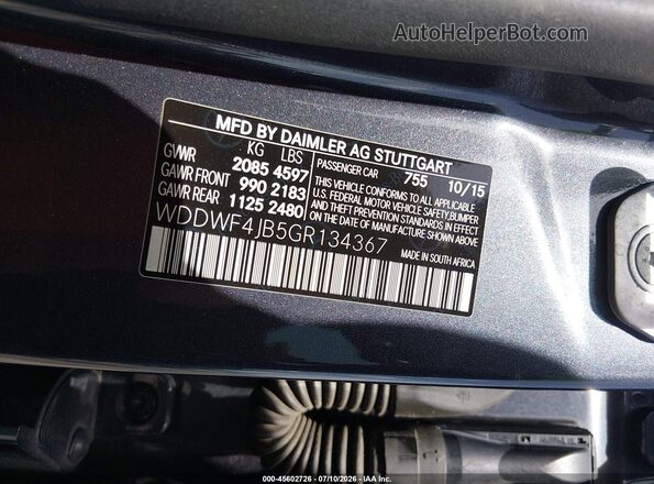 WDDWF4JB5GR134367 2016 MERCEDES-BENZ C-CLASS Gray Շարժիչի բաժամունքի տեսք